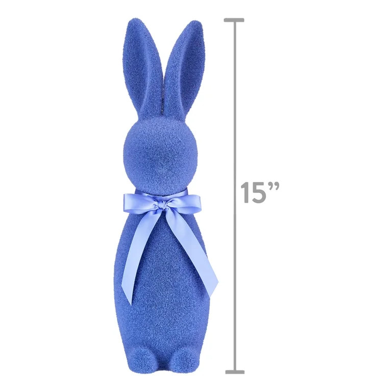 Way to Celebrate Easter Flocked Bunny Decor, Periwinkle Blue, 16" | Walmart (US)