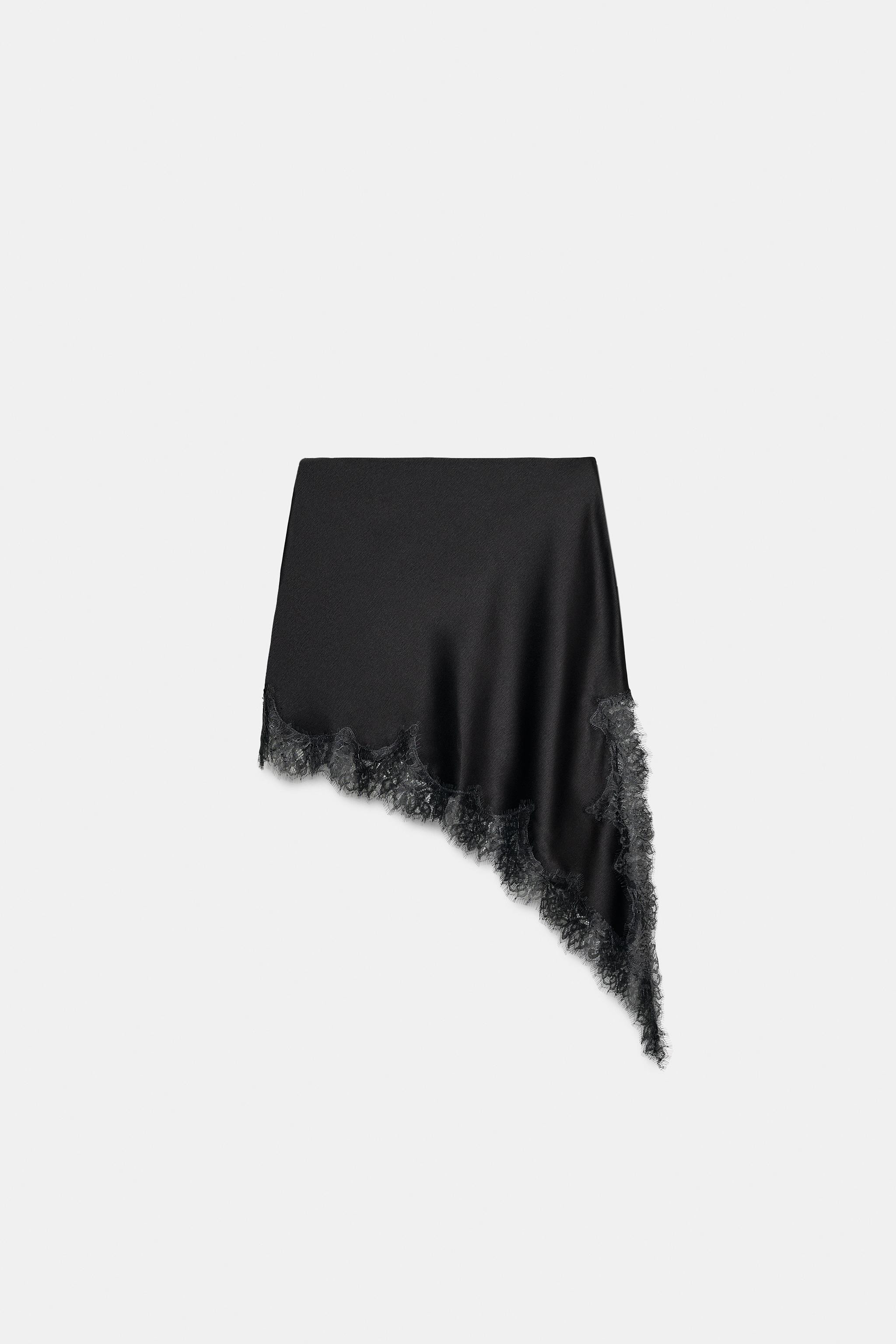 ZW COLLECTION SATIN EFFECT LACE SKIRT | Zara US