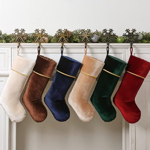 Exquisited Christmas Stockings, 6 Pcs 18 Inch Luxury Vintage Thick Velvet Christmas Stockings, Noble Christmas Home Indoor Decor Xmas Party Christmas Decorations Gift for Tree Mantel Fireplace | Amazon (US)