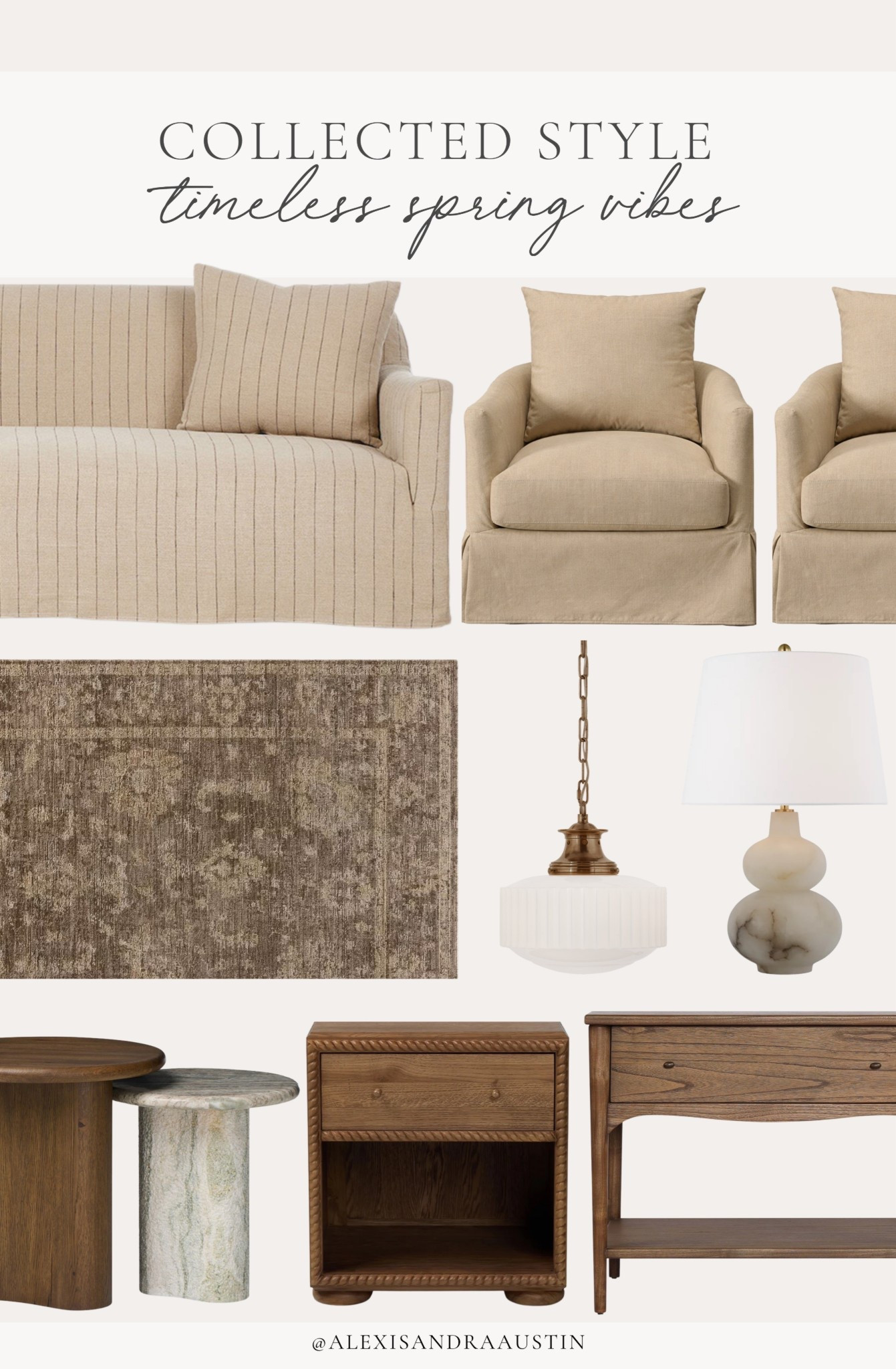 Classic styled furniture favorites for spring! Love adding a collected style into the home this season and these pieces add so much warmth and character to any space.

Home finds, neutral home inspo, furniture favorites, spring refresh, neutral wood tones, accent chair, cozy sofa details, moody area rug, statement lighting, linen detail, nightstand favorites, nesting tables, Wayfair, shop the look!

#LTKSeasonal #LTKHome
