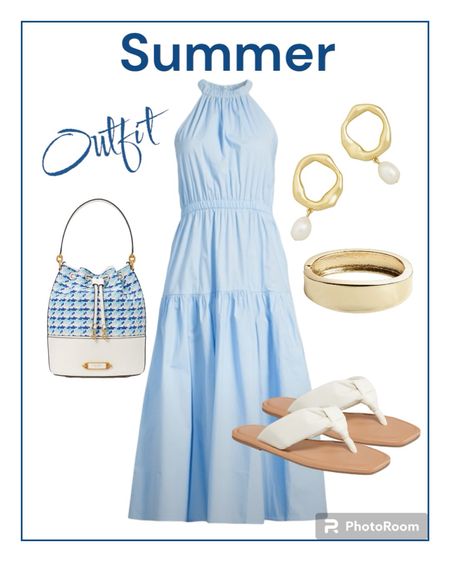 Summer outfit. New @Walmart Scoop dress. 
Old navy white sandals and Kate Spade bucket bag. 

#summeroutfit
#weddingguestdress
#dress
#sandal
#katespade

#LTKitbag #LTKwedding #LTKshoecrush