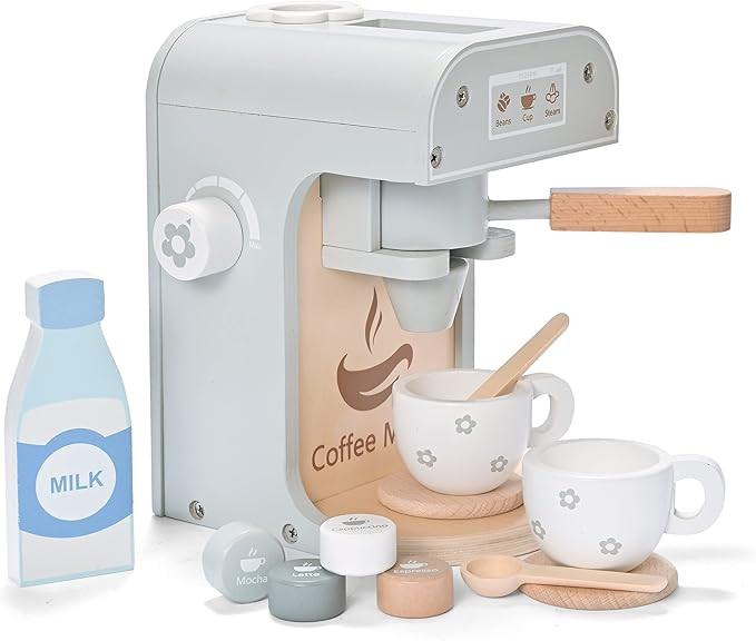 Kids Wooden Toys Toddler Pretend Play Kitchen Accessories Coffee Maker Espresso Machine Playset M... | Amazon (US)