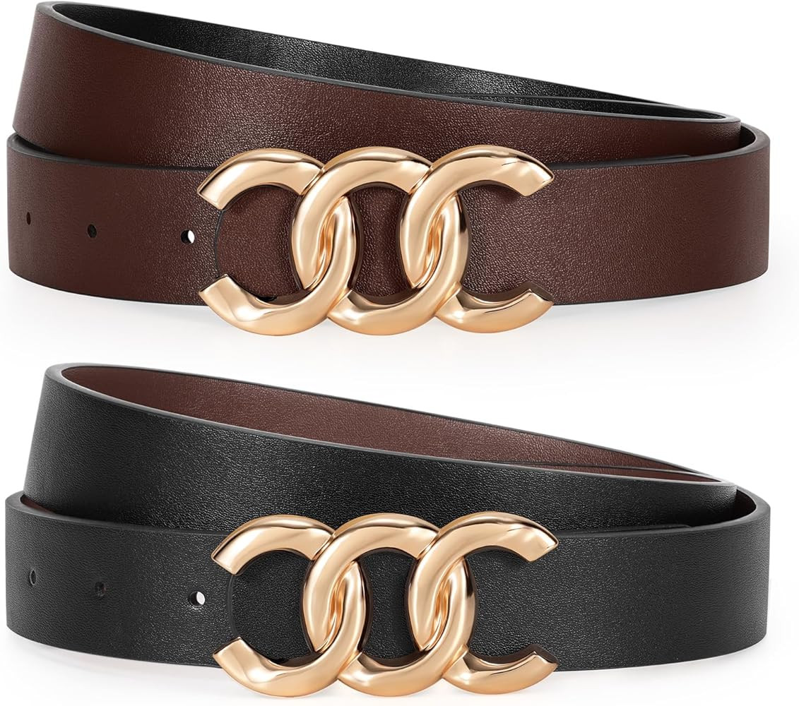 KASBAH Reversible Belts for Women Two-in-One Ladies Belt With Gold Buckle Womens Belts For Jeans ... | Amazon (US)