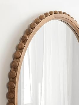 Amazon.com: Kate and Laurel Beadbrook Modern Round Beaded Wall Mirror; 24 Inch Diameter; Natural ... | Amazon (US)