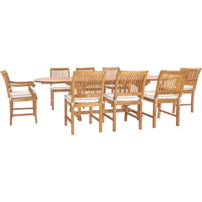9 Piece Teak Wood Castle Patio Dining Set With Oval Extension Table, 6 Side Chairs And 2 Arm Chairs | Perigold