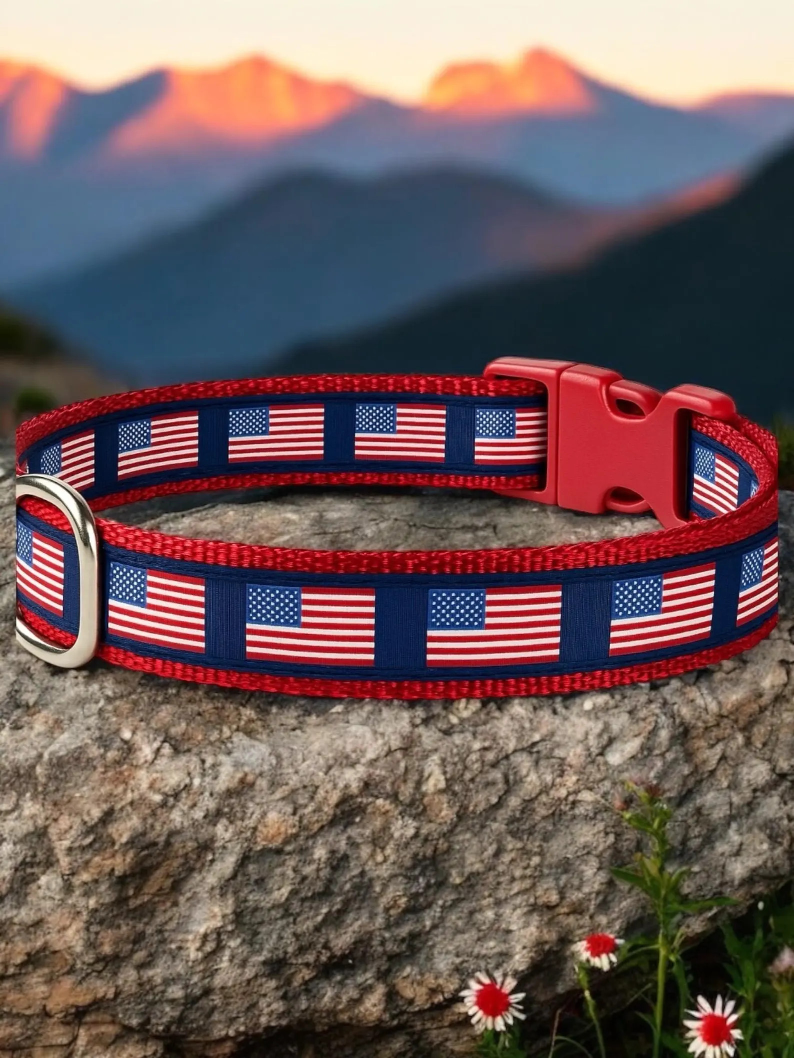 Patriotic Dog Collar with Red White and Blue American Flag | Etsy (Global)