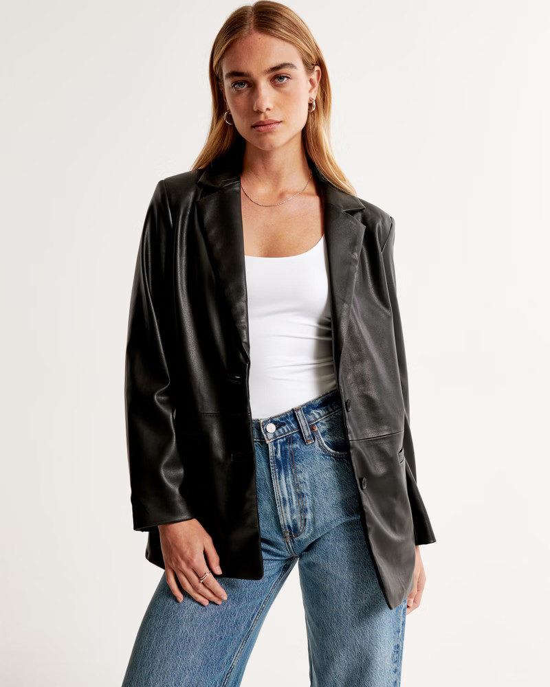 Vegan Leather Blazer | Abercrombie & Fitch (US)