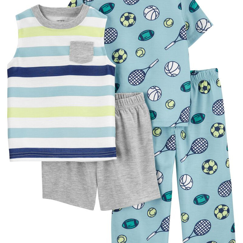 4-Piece Sports Loose Fit Poly PJs | Carter's