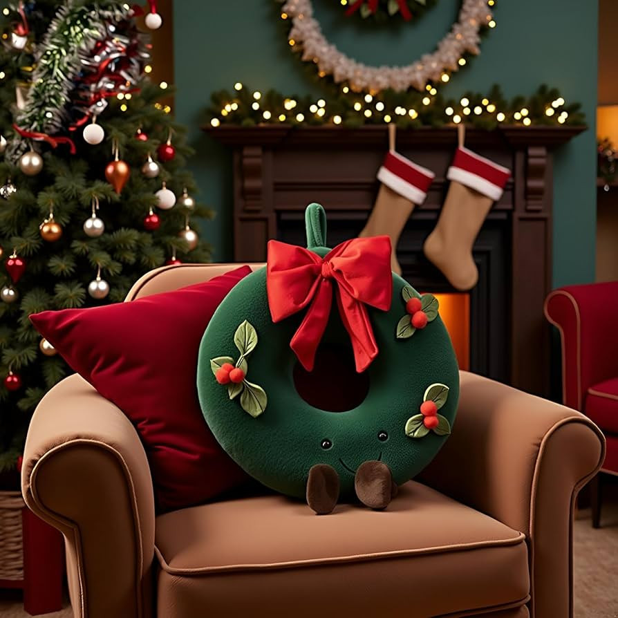 Cartoon Christmas Shape Pillows Xmas Wreath Shaped Throw Pillow Soft Stuffed Christmas Pillow wit... | Amazon (US)