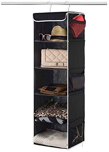 Zober 5-Shelf Hanging Closet Organizer - 6 Side Mesh Pockets Breathable Polypropylene Hanging She... | Amazon (US)