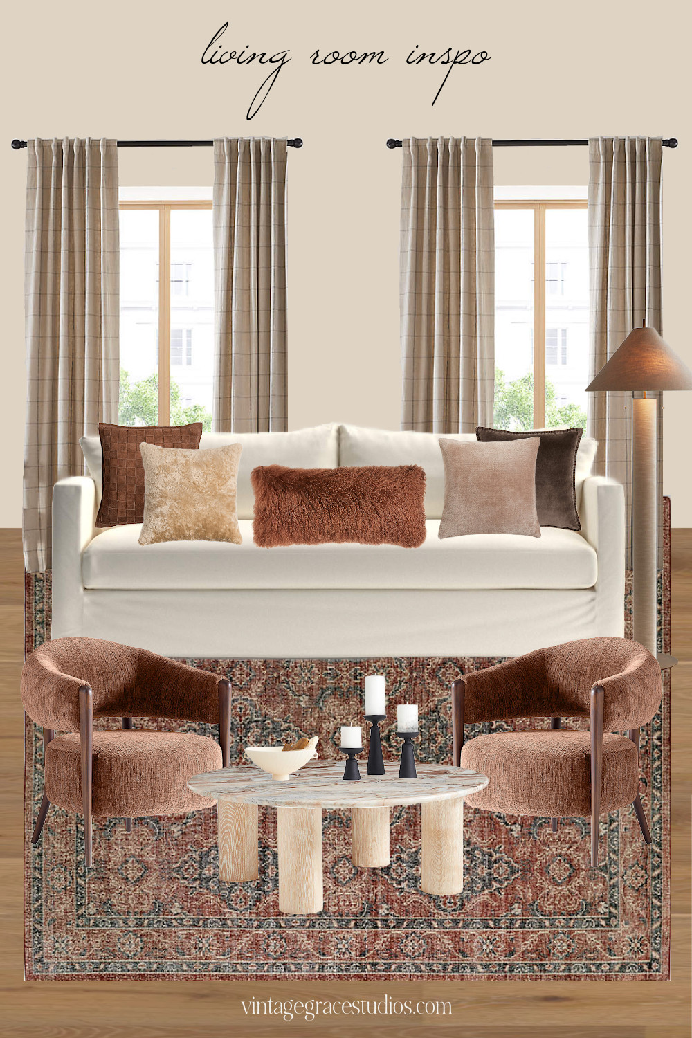 living room ideas, sofa, throw pillows, accent chairs, coffee table, area rug, curtains, floor lamp, candles, decorative bowl  

 #LTKHome #LTKFamily