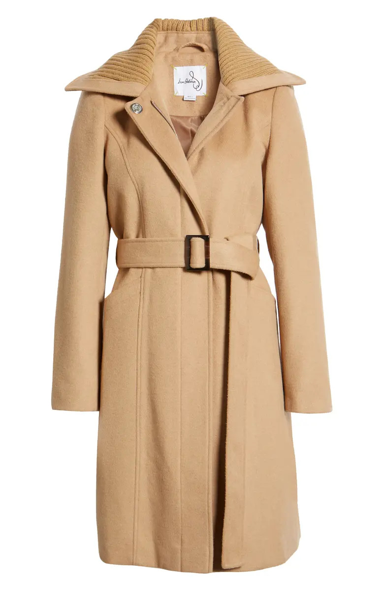 Sam Edelman Rib Collar Wool Blend Trench Coat | Nordstrom | Nordstrom