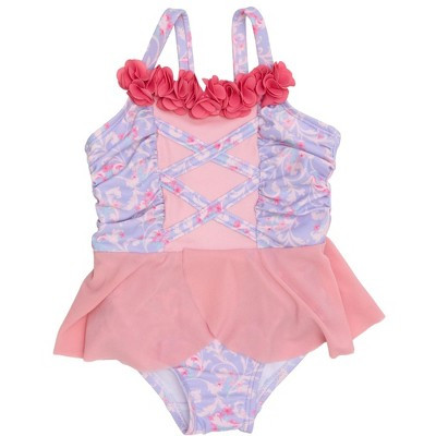 RuffleButts Baby Girls UPF50+ Princess Dress-Up One Piece Swimsuit - Lavender Floral Princess, 3-6m | Target