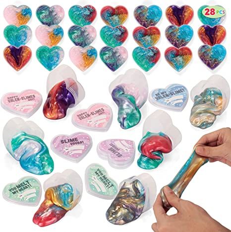 JOYIN 28 Valentines Day Galaxy Slime Hearts for Kids Valentine Classroom Exchange, Valentine Part... | Amazon (US)