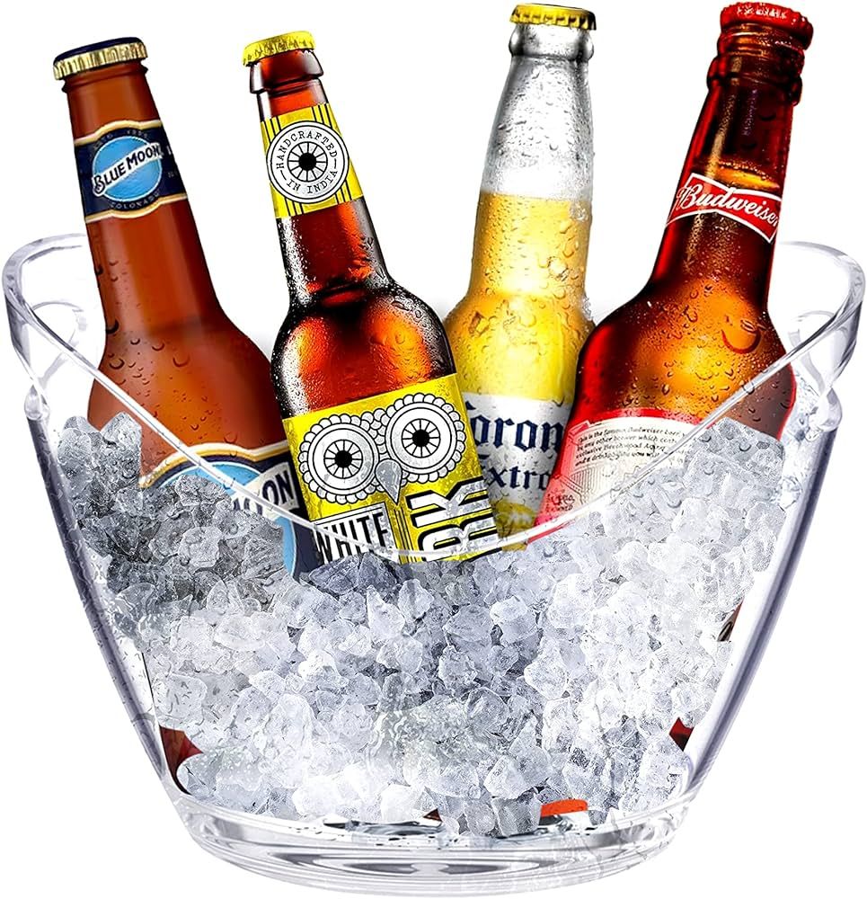 Ice Bucket for Parties - Clear Acrylic Beer Bucket 3.5 Liter - Ice Bucket for Beer, Wine and Cham... | Amazon (US)