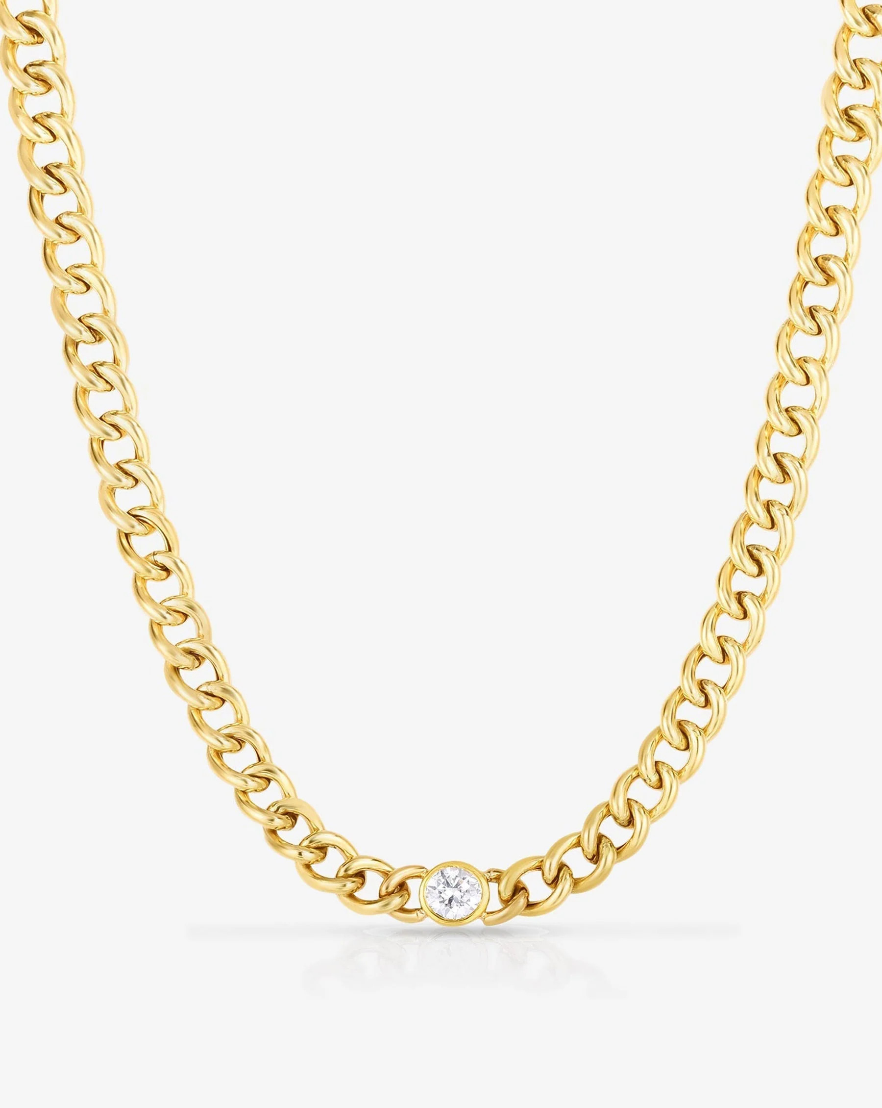 Bezel-Set Diamond Curb Chain Necklace | Ring Concierge