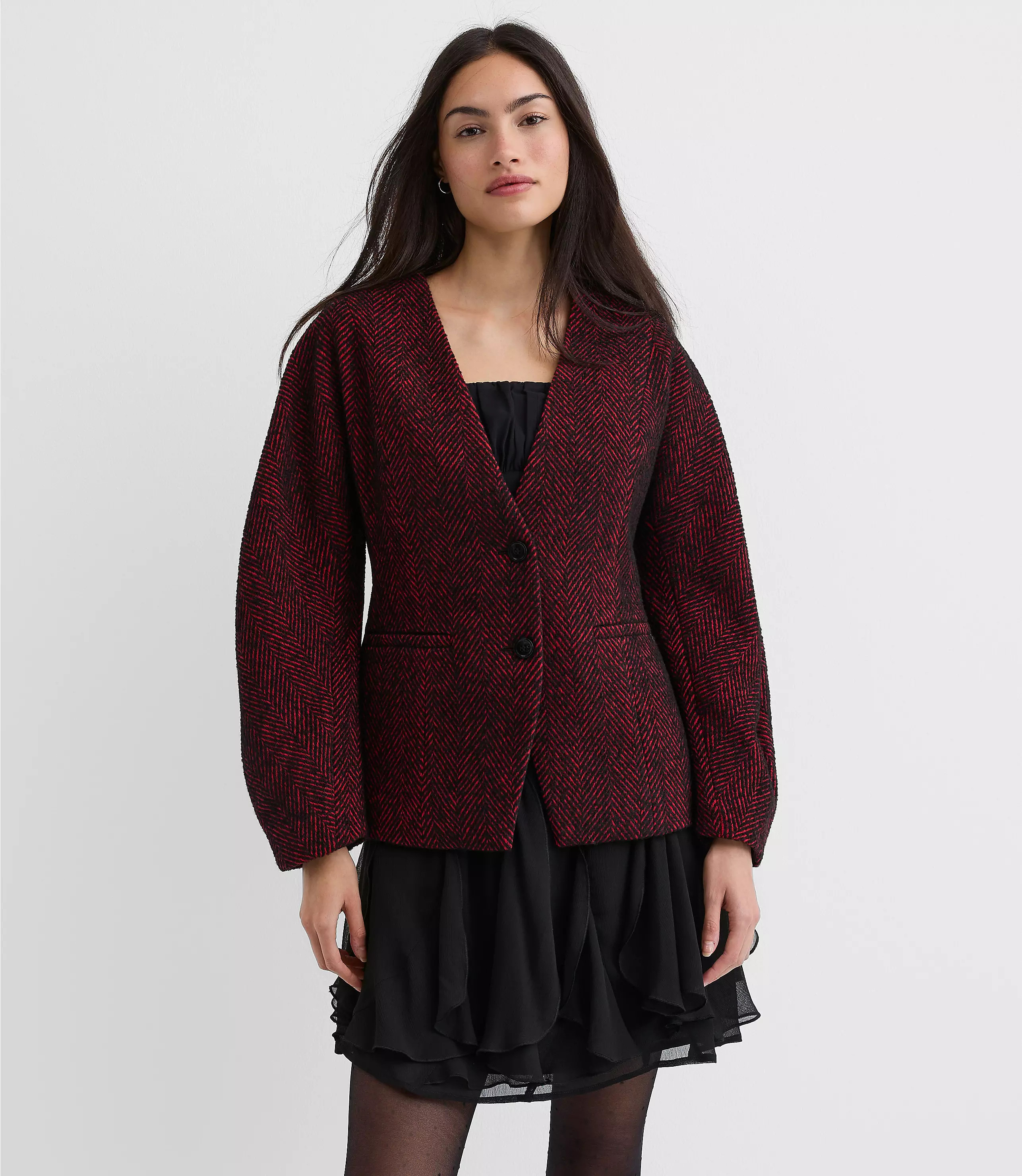 Herringbone Sculpted Jacket | LOFT