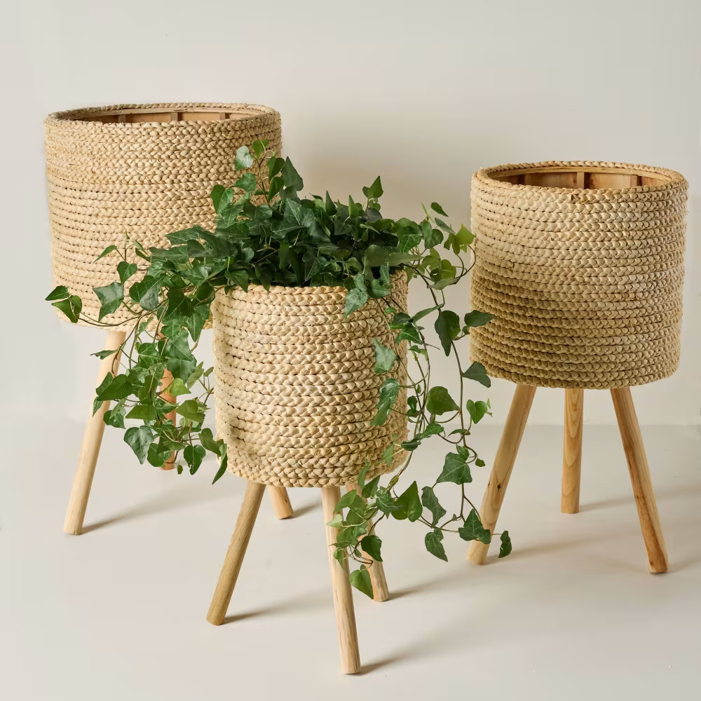 Bleached Woven Plant Stands | Magnolia