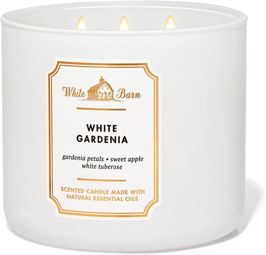 Bath & Body Works White Barn Scented 3-Wick Candle in White Gardenia | Amazon (US)