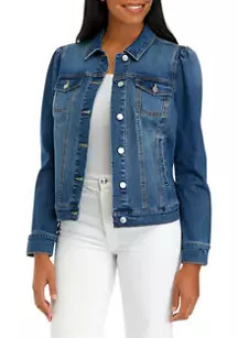 Crown & Ivy™ Women's Puff Sleeve Denim Jacket | Belk