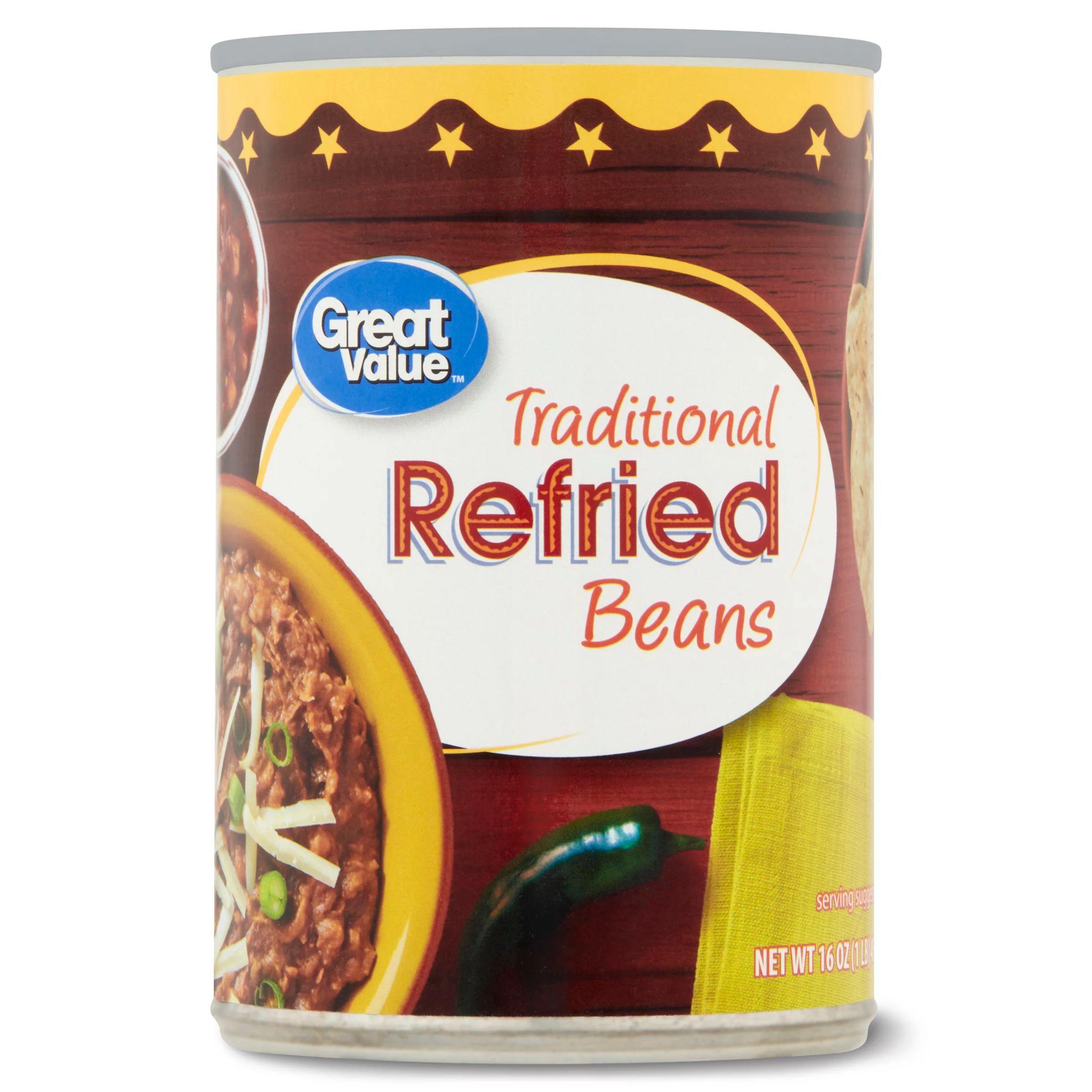 Great Value Traditional Refried Beans, 16 Oz - Walmart.com | Walmart (US)