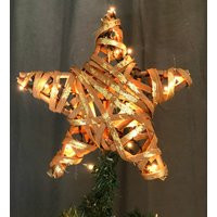 Christmas Tree Topper Star Rustic Woodland Wood Top Topper Gold Leaf Lighted Rattan Grapevine 11.5 | Etsy (US)