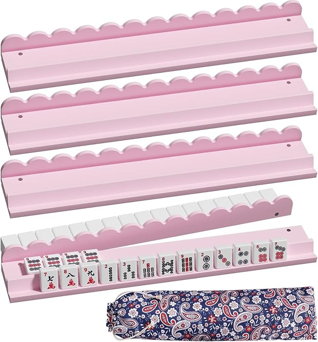 Wooden Mahjong Racks with Pushers, Pink American Mahjong Tile Pushers and Racks with Drawstring B... | Amazon (US)