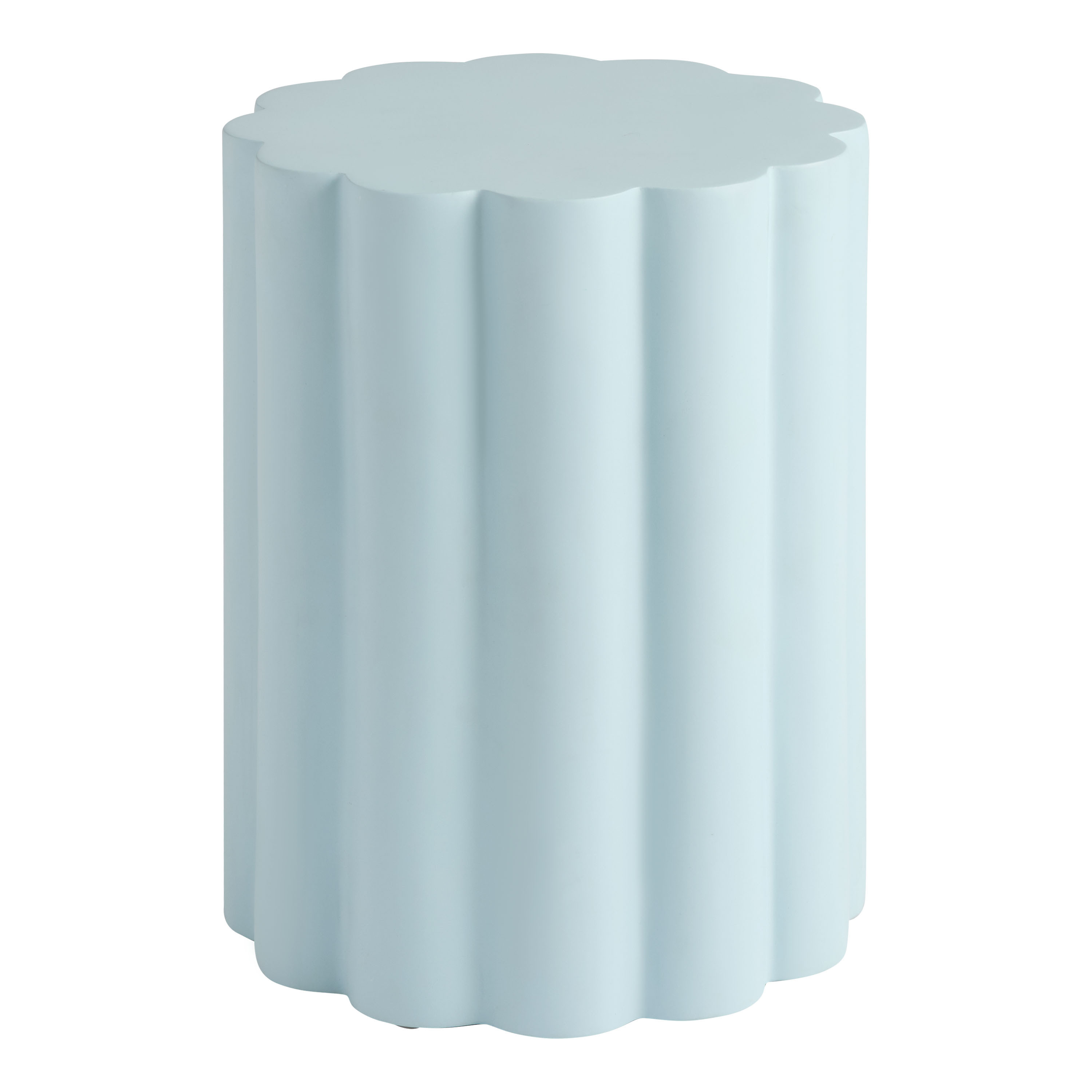 Azalea Blue Faux Stone Scalloped Flower Outdoor Side Table | World Market
