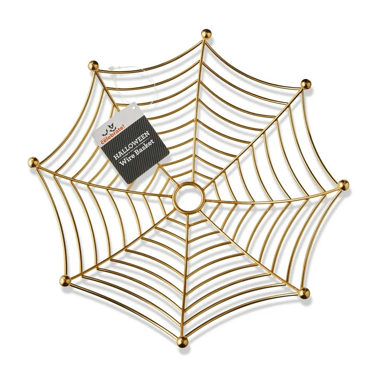 Spider Web Wire Basket Tabletop Decor, Gold, 10.5" x 3.25", Halloween by Way To Celebrate | Walmart (US)
