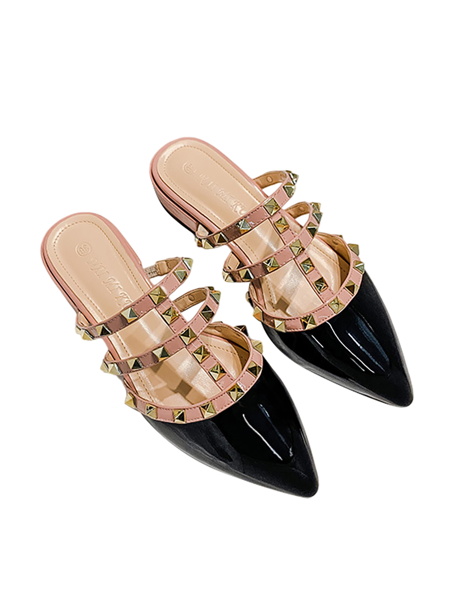 Zodanni Ladies Mules Pointed Toe Flats Slip On Mule Shoes Womens Slides Summer Studded Backless B... | Walmart (US)