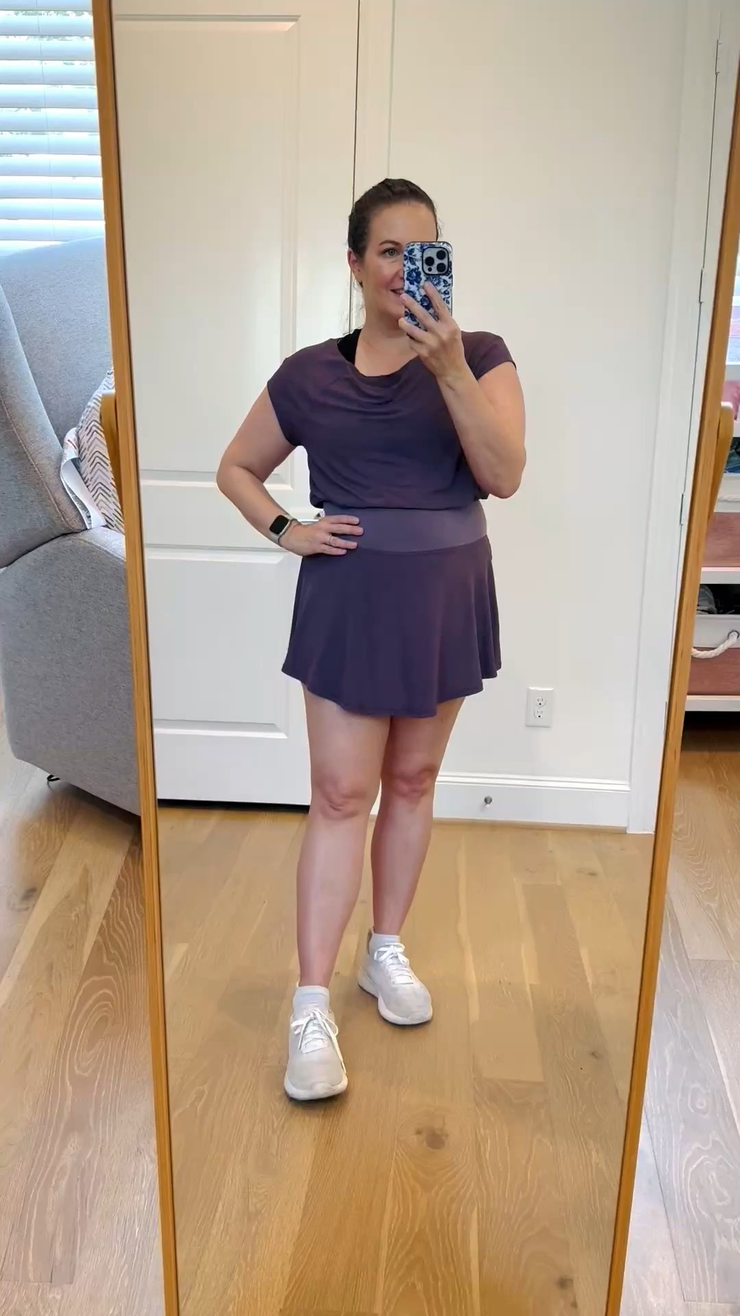 This purple athletic tennis dress is the perfect mix of cute and comfortable! 💜 With built-in shorts and paired with classic white sneakers, it’s an easy choice for summer outfits, travel days, and vacation outfits when you want to stay comfortable without sacrificing style. I love this kind of look for mom style—easy, practical, and still put together. The flattering silhouette also makes it a great option for petite friendly fashion, while the sporty details give it that effortless athleisure vibe.
I’m wearing a medium.