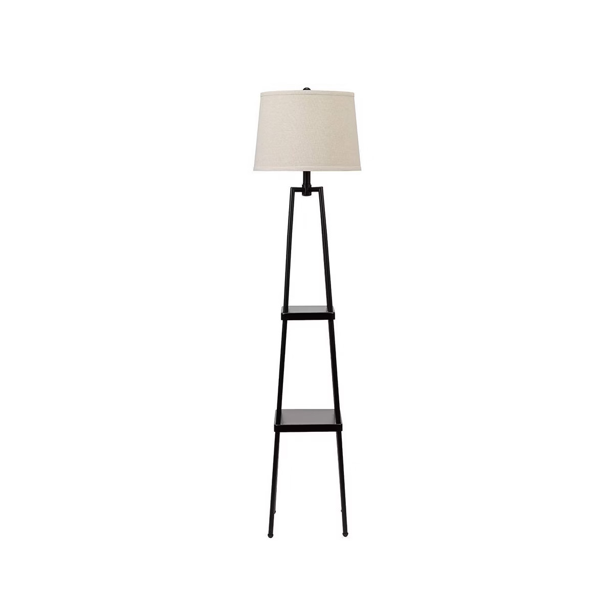 58" Etagere Floor Lamp with Shelves/Beige Linen Shade Black - Cresswell Lighting | Target