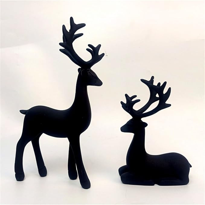 2 Pack Resin Christmas Reindeer Figurines Deer Statues Elk Sculpture Deer Ornaments for Living Fi... | Amazon (US)