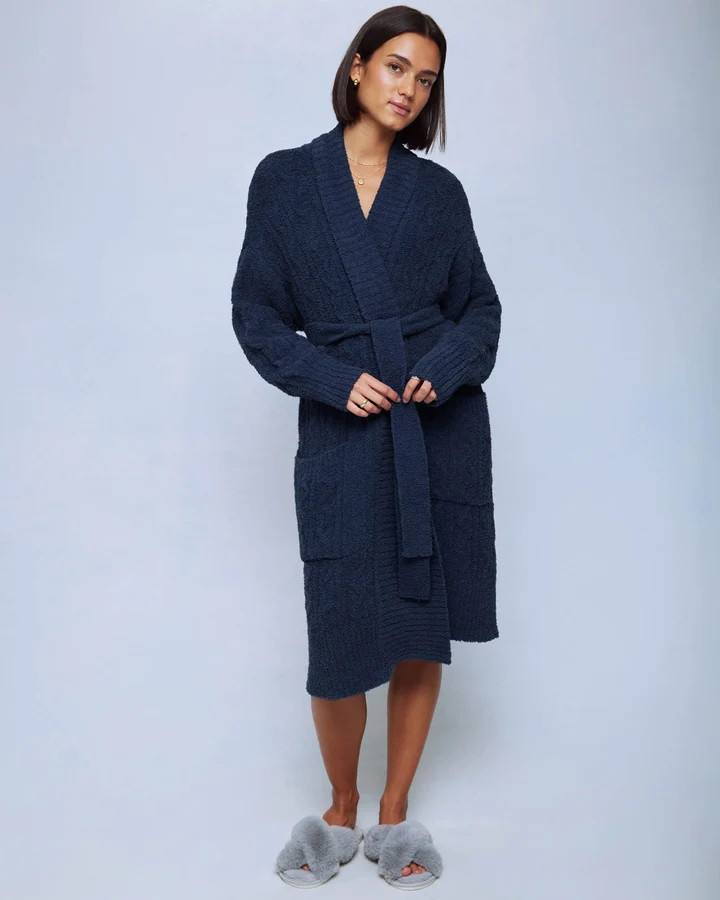 Navy Cozy Fuzzy PJ Cable Robe | Splendid