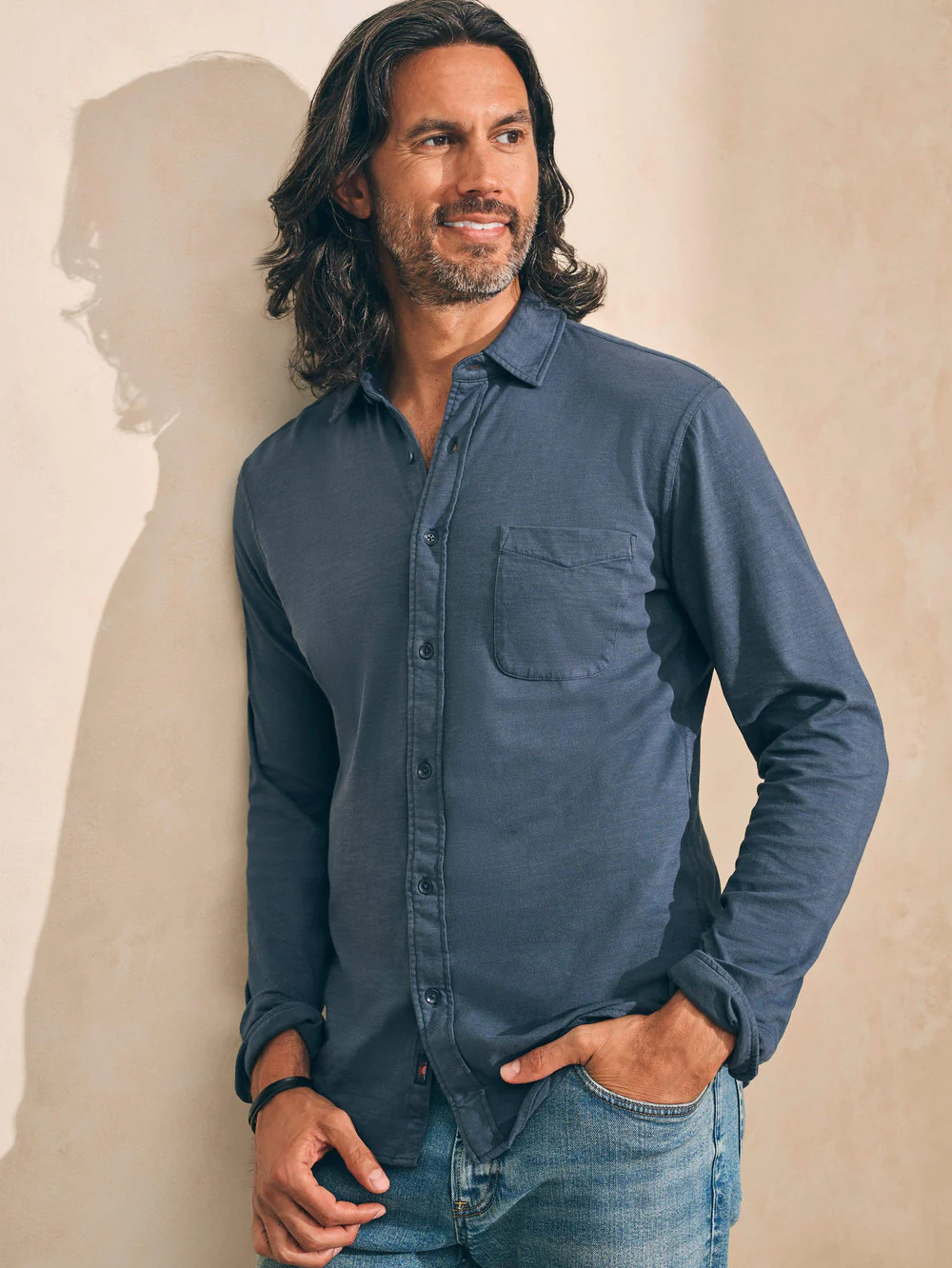 Sunwashed Knit Shirt (Single Pocket) | Faherty