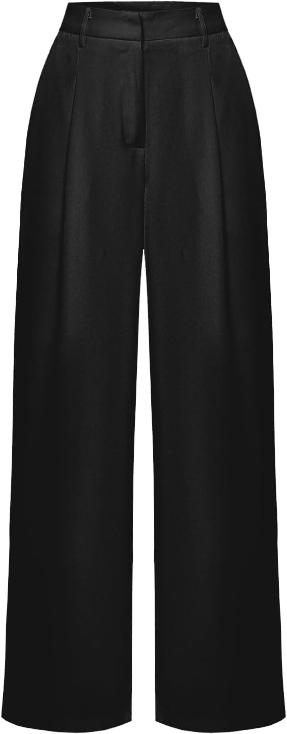 Women's Wide Leg High Waist Loose Palazzo Office Pants with Pockets | Amazon (US)