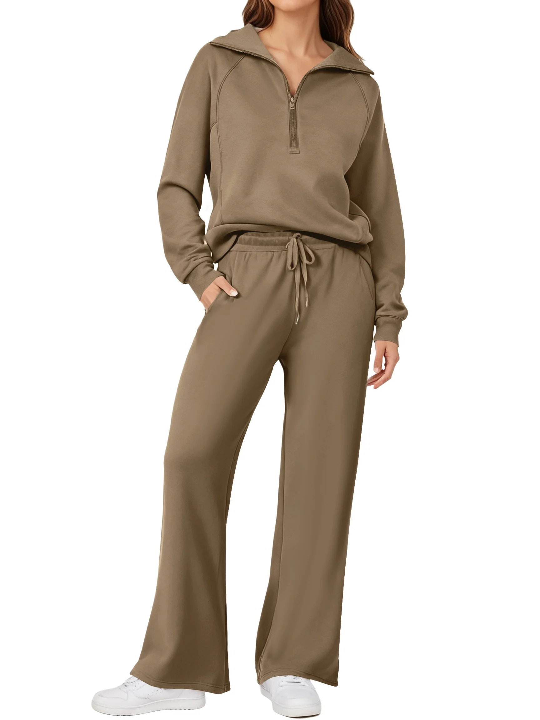 UVN Outfit Sets for Women 2 Piece Sets Winter Casual Tracksuit Long Sleeve Lounge Set Outfits wit... | Walmart (US)