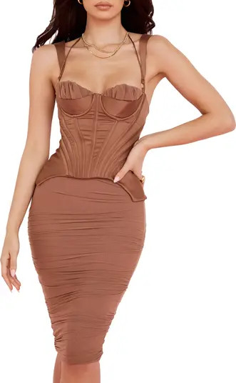 Talya Satin Corset Midi Dress | Nordstrom