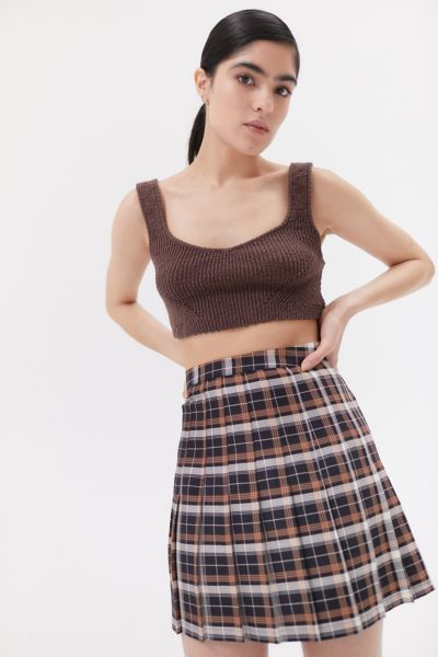 UO Mary Plaid Pleated Mini Skirt | Urban Outfitters (US and RoW)