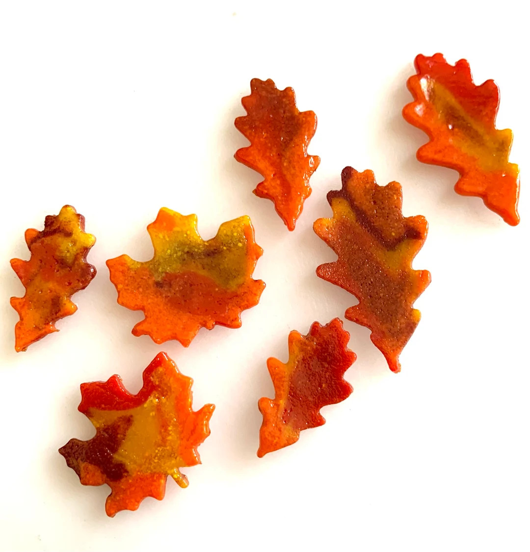 COE 96 Fused Glass Autumn Leaves, Oak and Maple 1 to 1.25 Inch Pack of 7 - Etsy | Etsy (US)