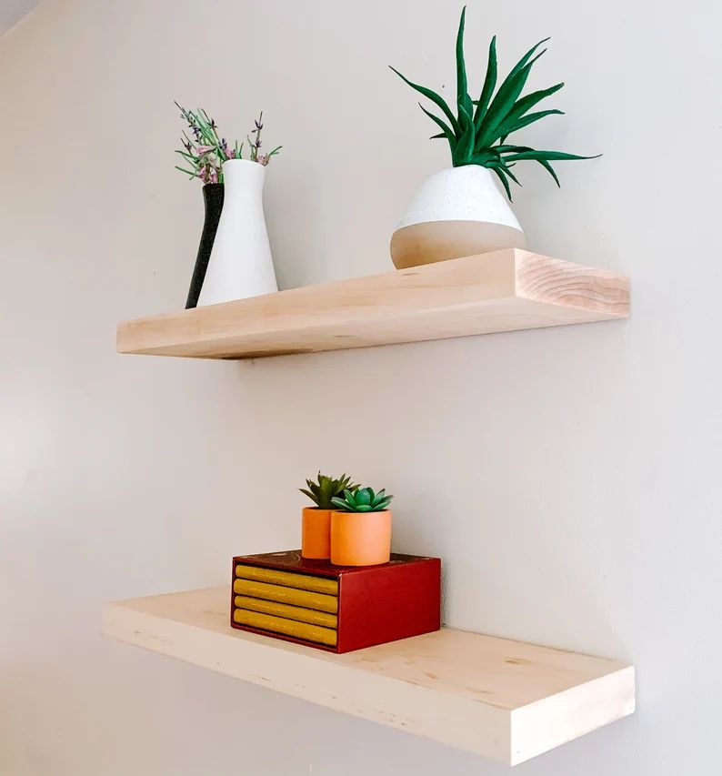 Solid wood floating shelves | Maple floating shelves | Solid maple floating shelf | Handmade floa... | Etsy (US)