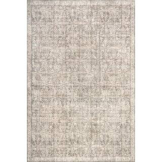 Hillstone Collection Traditional Vintage Medallion Cally Grey 9 ft. x 12 ft. Area Rug | The Home Depot