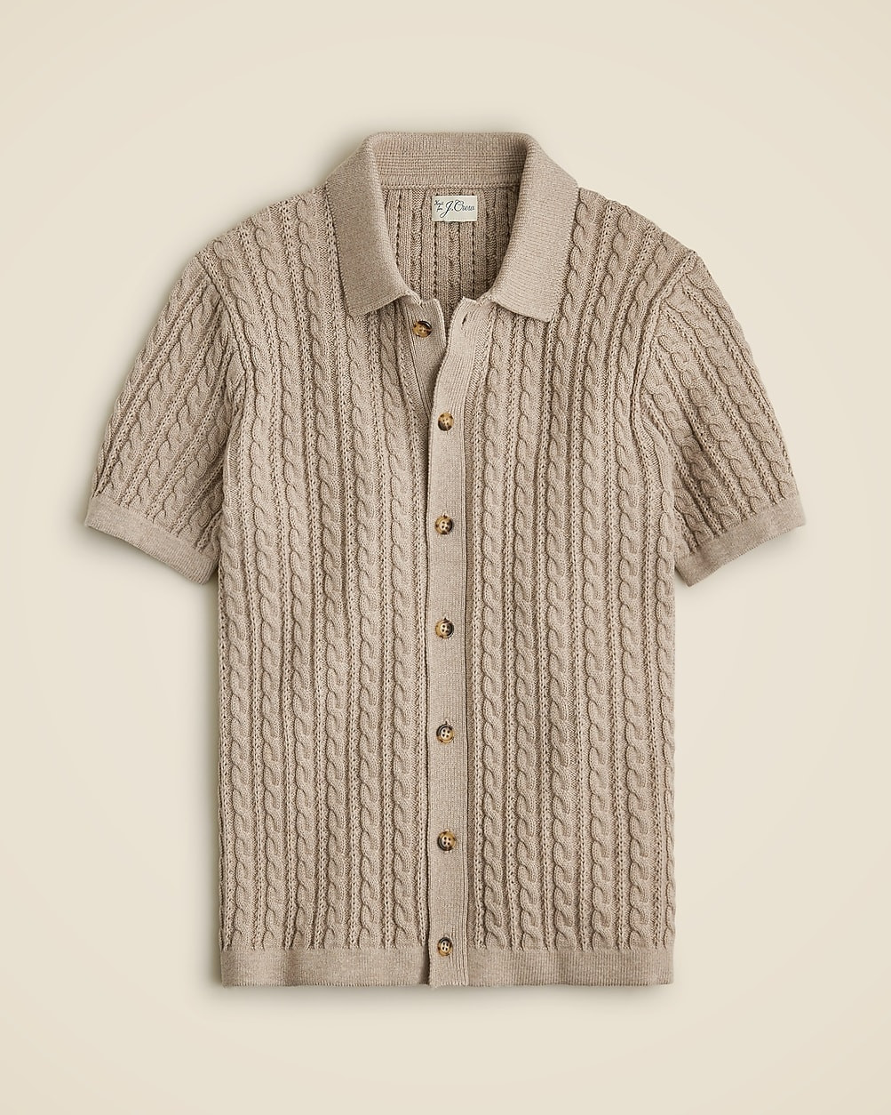 Short-sleeve cotton cable-knit polo cardigan sweater | J. Crew US