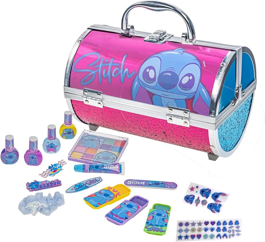 Stitch by Townley Girl Cosmetic Makeup Train Case Set Includes Lip Gloss, Shadows, Brushes, Nail ... | Amazon (US)