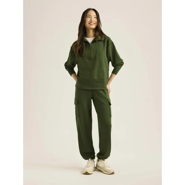 Scoop Women’s & Women's Plus Ultimate ScubaKnit Half Zip Sweatshirt, Sizes XS-4X | Walmart (US)