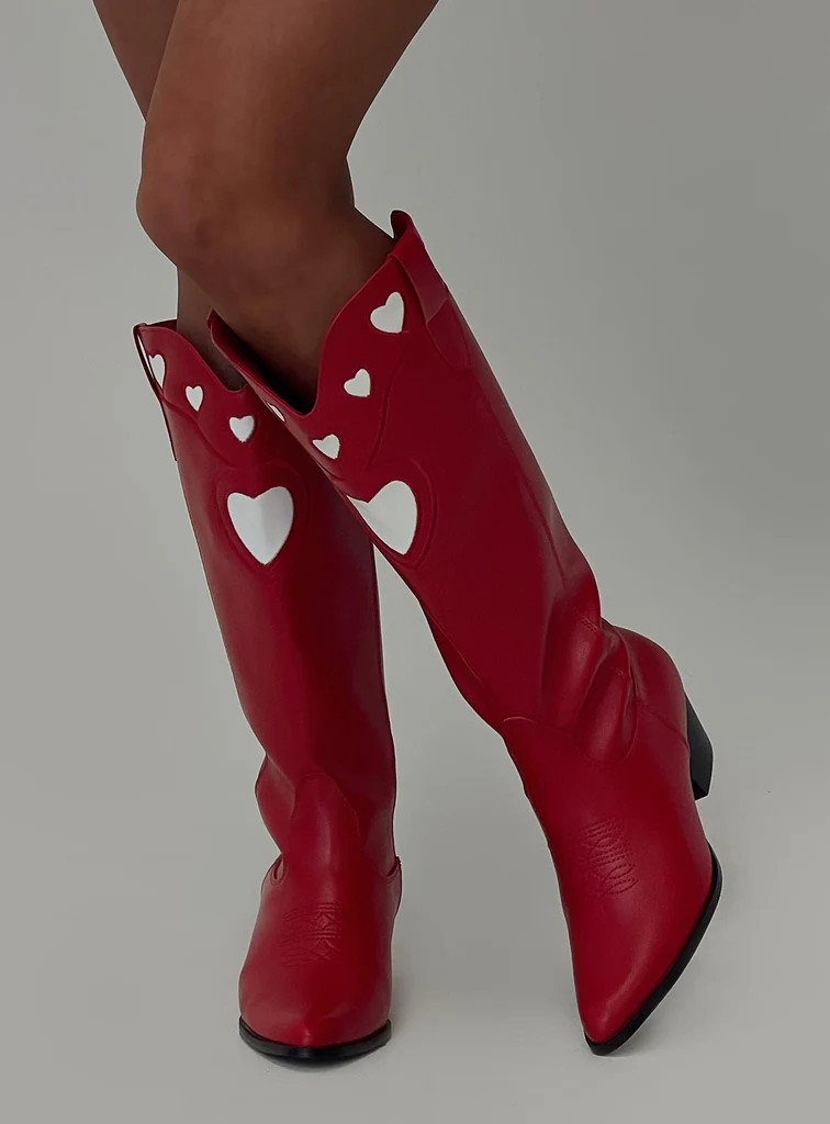 Billini Velma Cowboy Boots Scarlet Red | Princess Polly US
