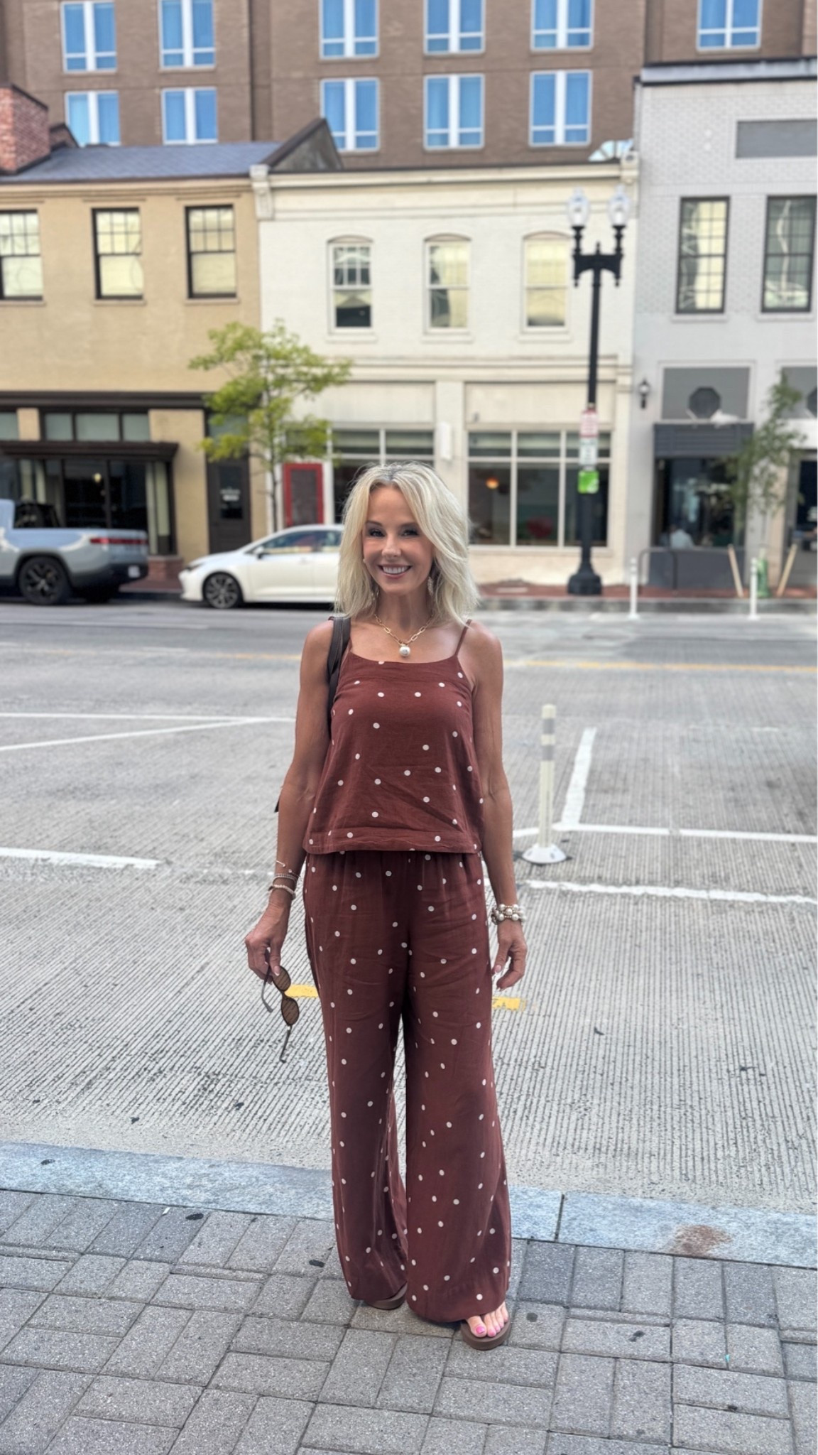 This linen polka dot cami is marked down to $12! Matching pants still available too! #matchingset #augustoutfit #target

#LTKootd #LTKOver40 #LTKSaleAlert