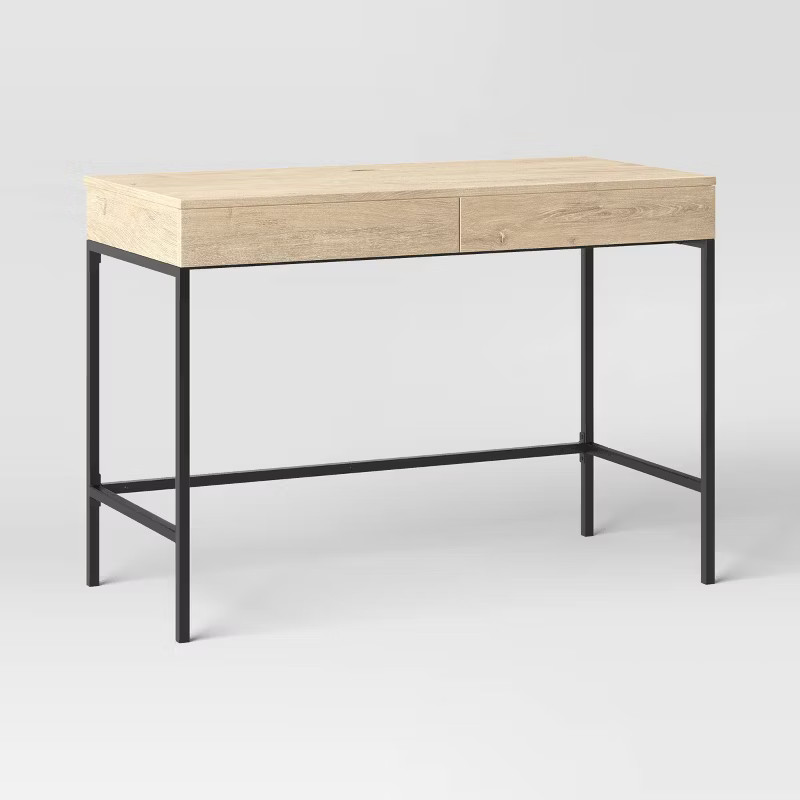 Loring Wood Writing Desk with Drawers and Charging Station - Threshold™ | Target