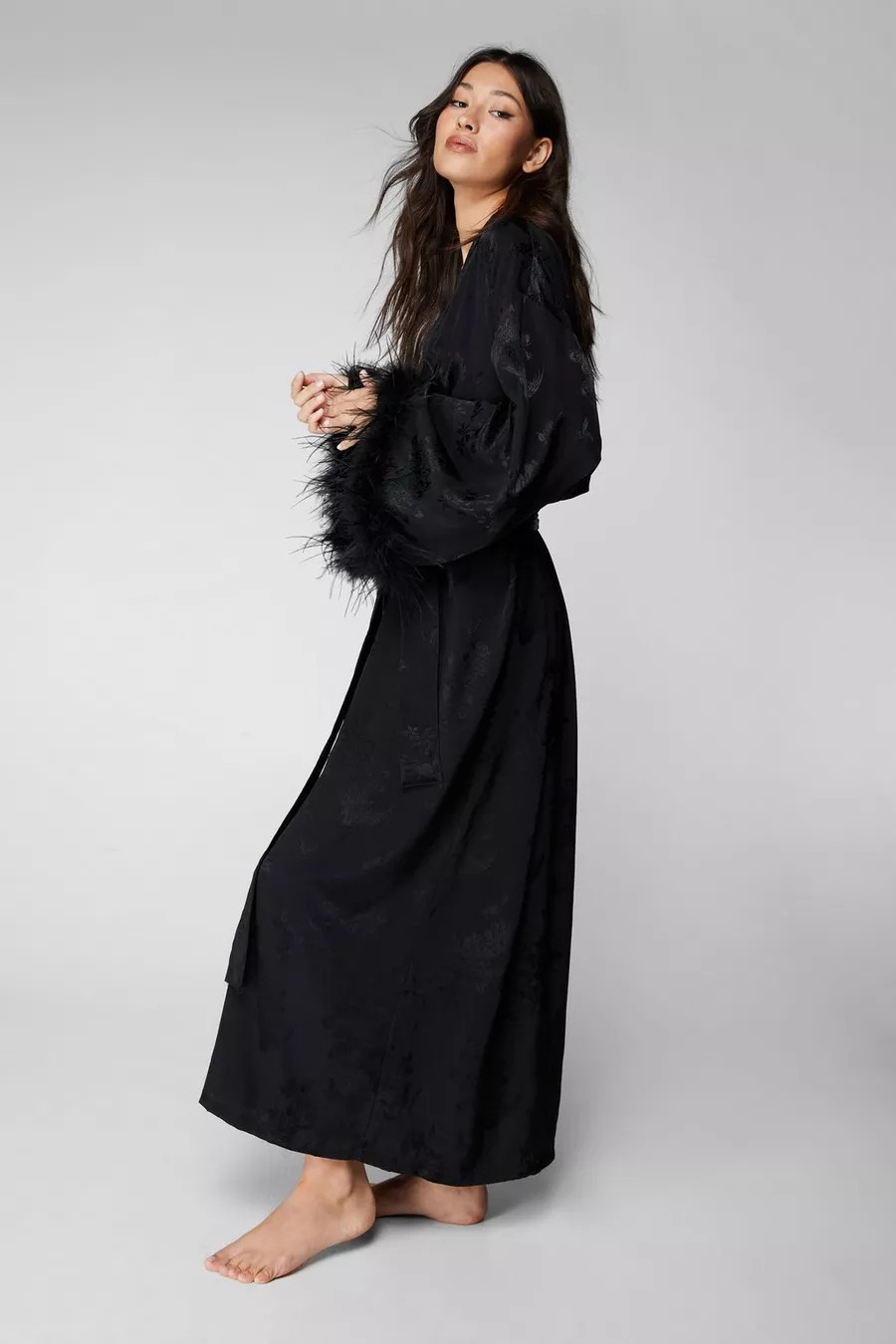 Premium Jacquard Feather Robe | Nasty Gal UK (+IE)
