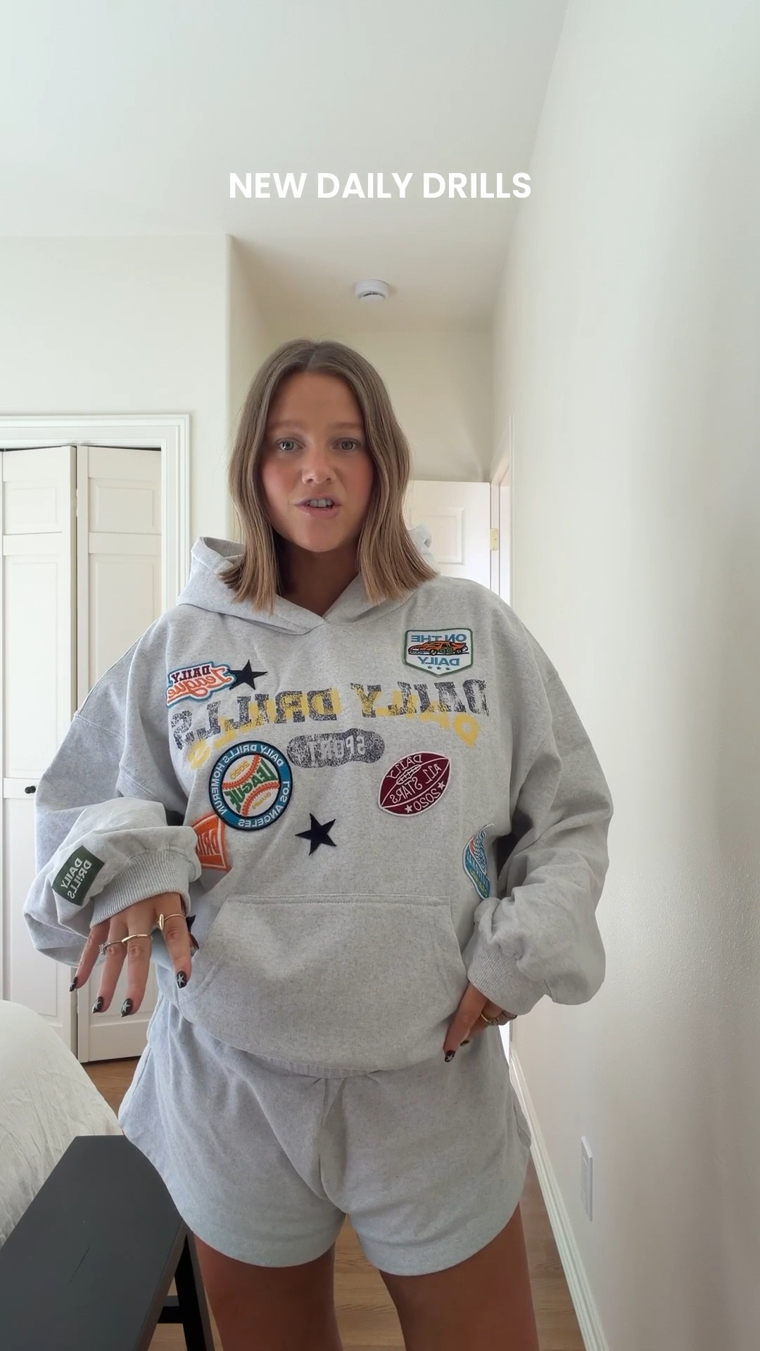 I wear size M/L for this oversized fit it’s so good!! I always cuff shorts once  You can probably size down if you prefer a more snug fit they are very generously sized I think. I’m 5’ 5” fyi

#dailydrills #bresheppard 

#LTKmomlife